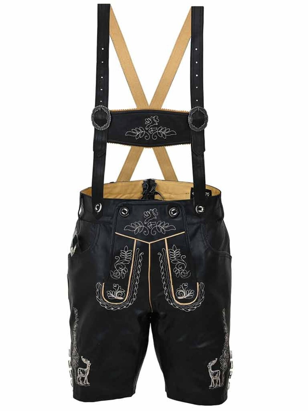 Men’s Black Lederhosen Albert German Oktoberfest Bavarian Costume Outfit